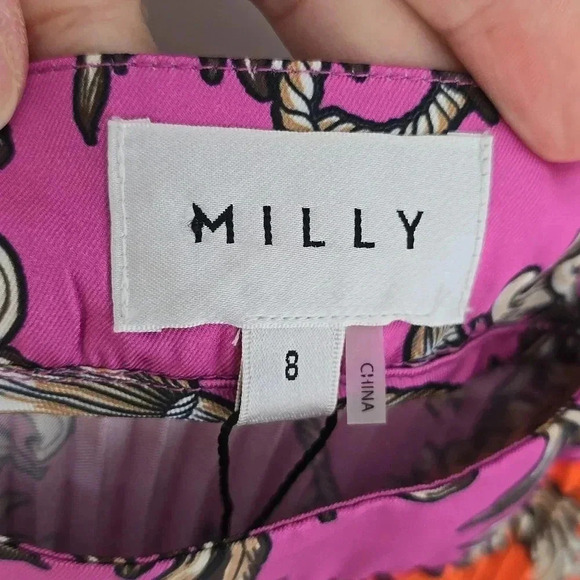 {MILLY} Irene Chain Pleated Midi Dress - Picture 14 of 17